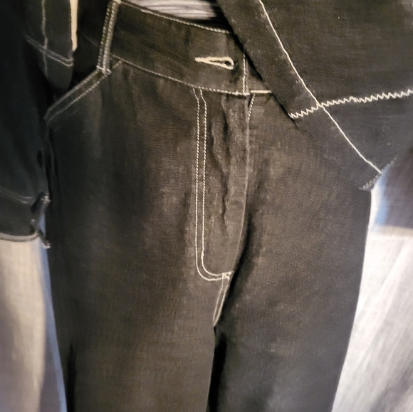 Vintage Black Denim Button Up Shirt Jacket sz L and pants 14 Spanner women - Picture 7 of 11